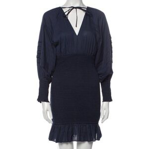 RHODE Navy Smocked Bodycon Mini Dress